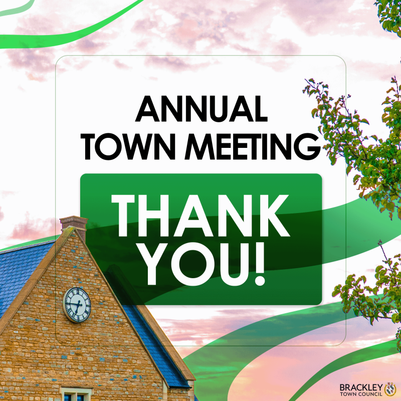 Title image showing Egerton Hall with text reading Annual Town Meeting - Thank You